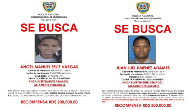Policía ofrece recompensa hasta de RD$300 mil por información de exmiembros prófugos por asesinatos post thumbnail image
